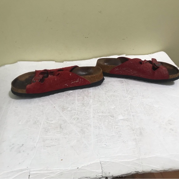 Birkenstock Papillio 3 Trap Buckle Suede Cork Eva Soles Red Sandals Slides Flats - Picture 12 of 16